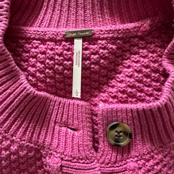 free people lila cardigan in plumdrop (hot pink) - Picture 4 of 5
